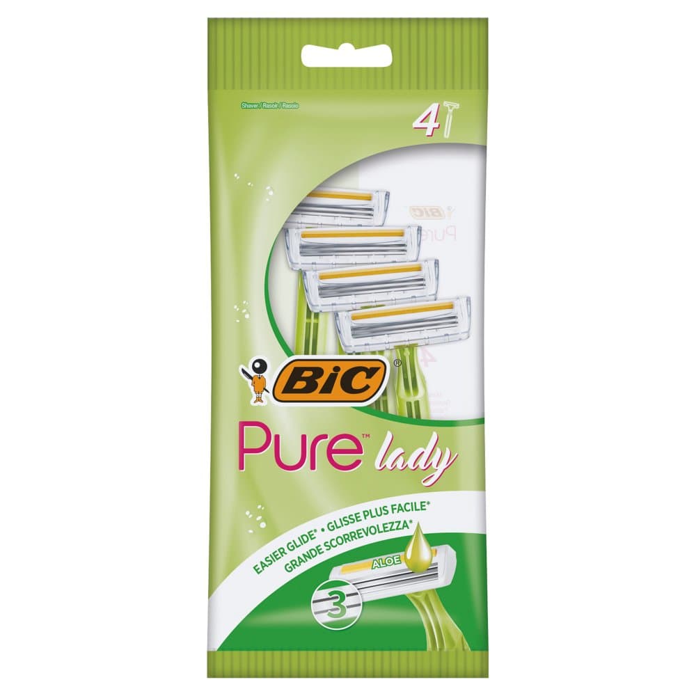 Bic Pure Lady Rasoirs Jetables 3 Lames Aloe Vera 4 Pieces