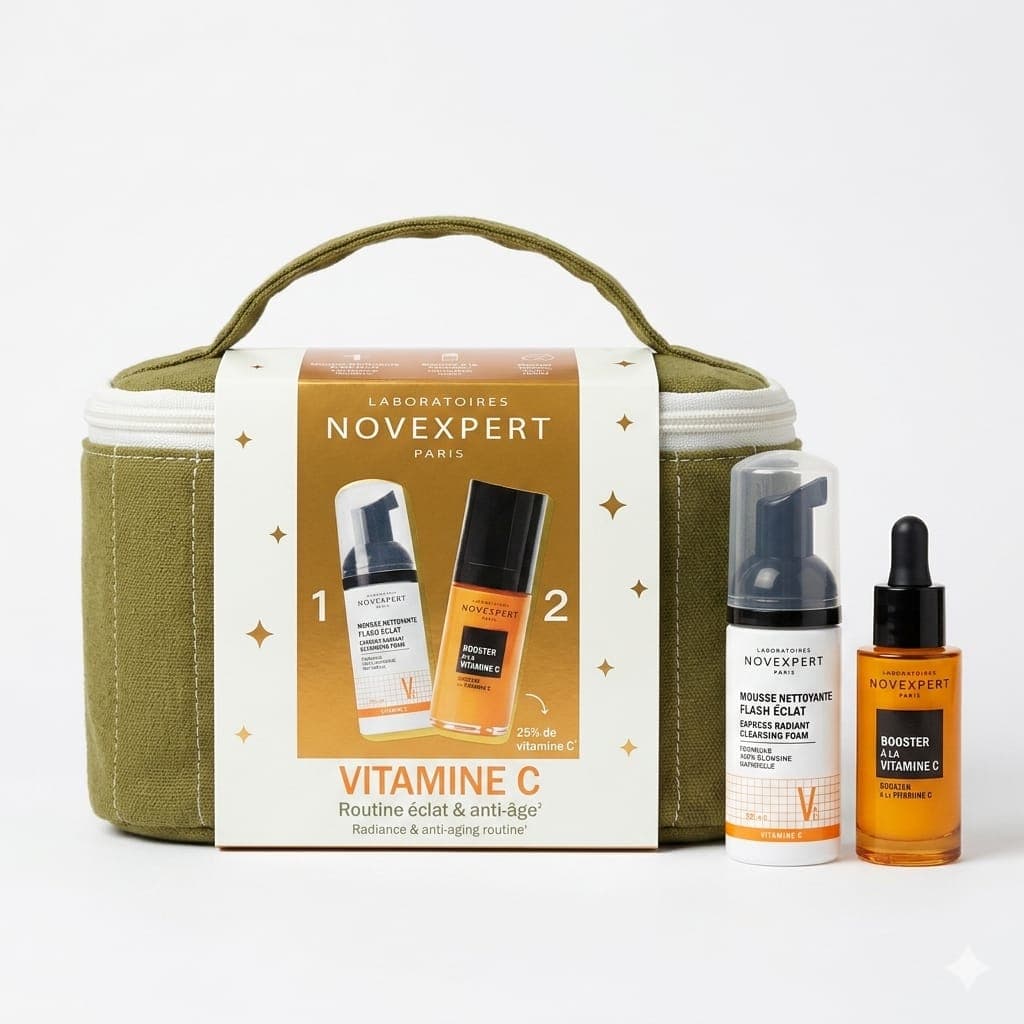 Novexpert Coffret Serum Booster A La Vitamine C 30ml + Mousse Nettoyante Flash Eclat 40ml (offerte)