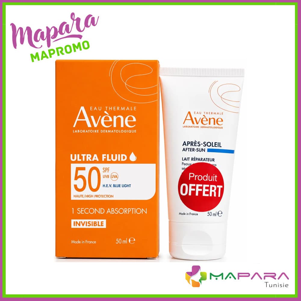 Avene Ultra Fluide Invisible SPF 50+ 50ml + Lait Apres-soleil 50ml Offert